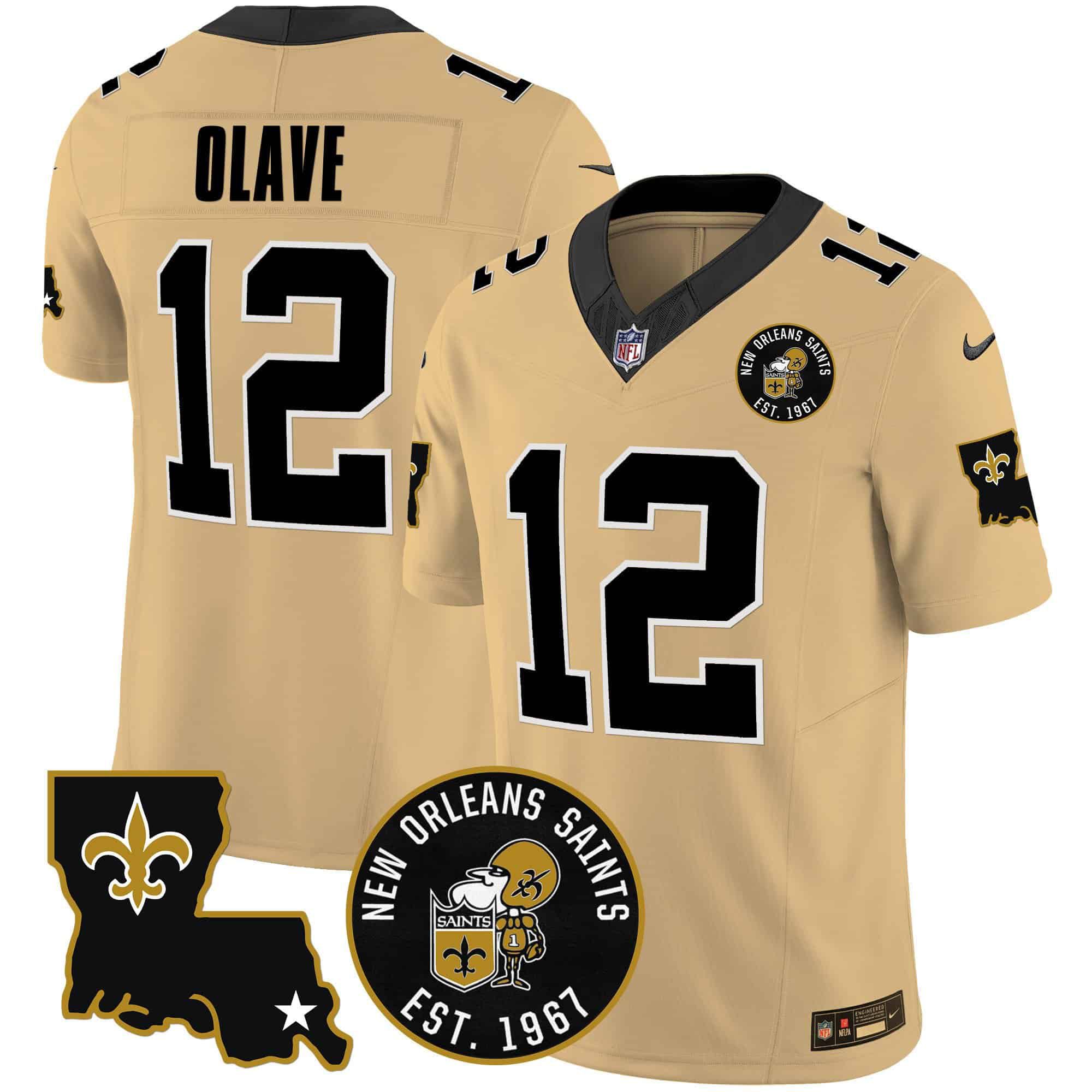 Men New Orleans Saints #12 Olave Yellow 2024 Nike 1967 Patch Vapor Limited NFL Jersey->indianapolis colts->NFL Jersey